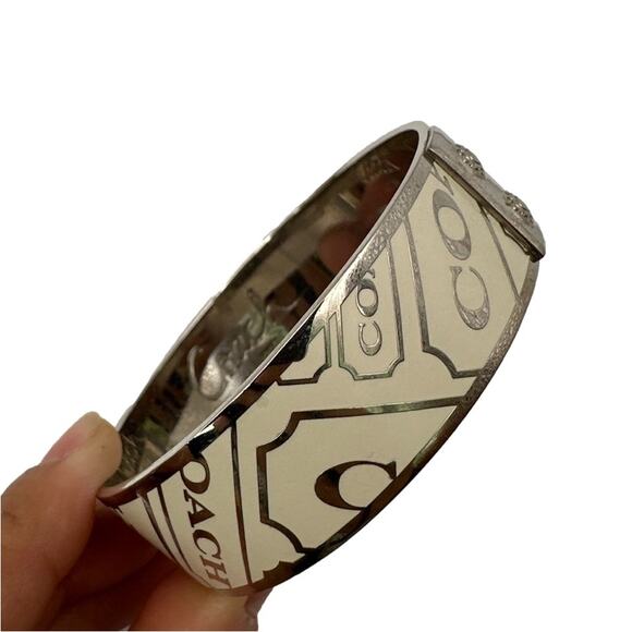 Coach Off White and Silver Bangle Bracelet - Picture 4 of 6